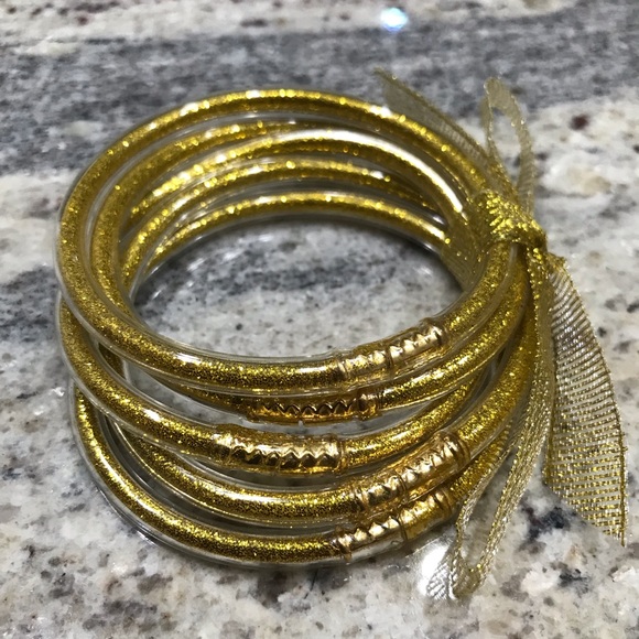Gold All Weather Glitter Jelly Bangles - Picture 2 of 2